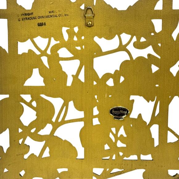 Syroco Carved Wooden Floral Gold Hollywood Regency MCM Retro Style Wall Art-3 - Picture 7 of 11